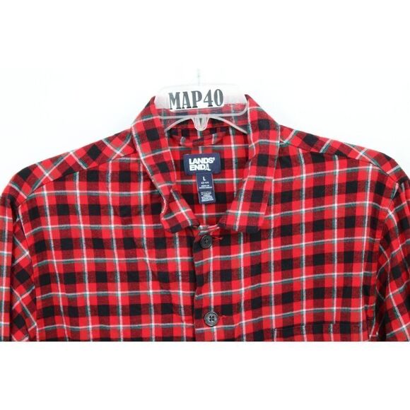 LAND'S END PAJAMAS RED PLAID TOP LARGE 42-44 PANTS L 36-38 - Picture 7 of 11